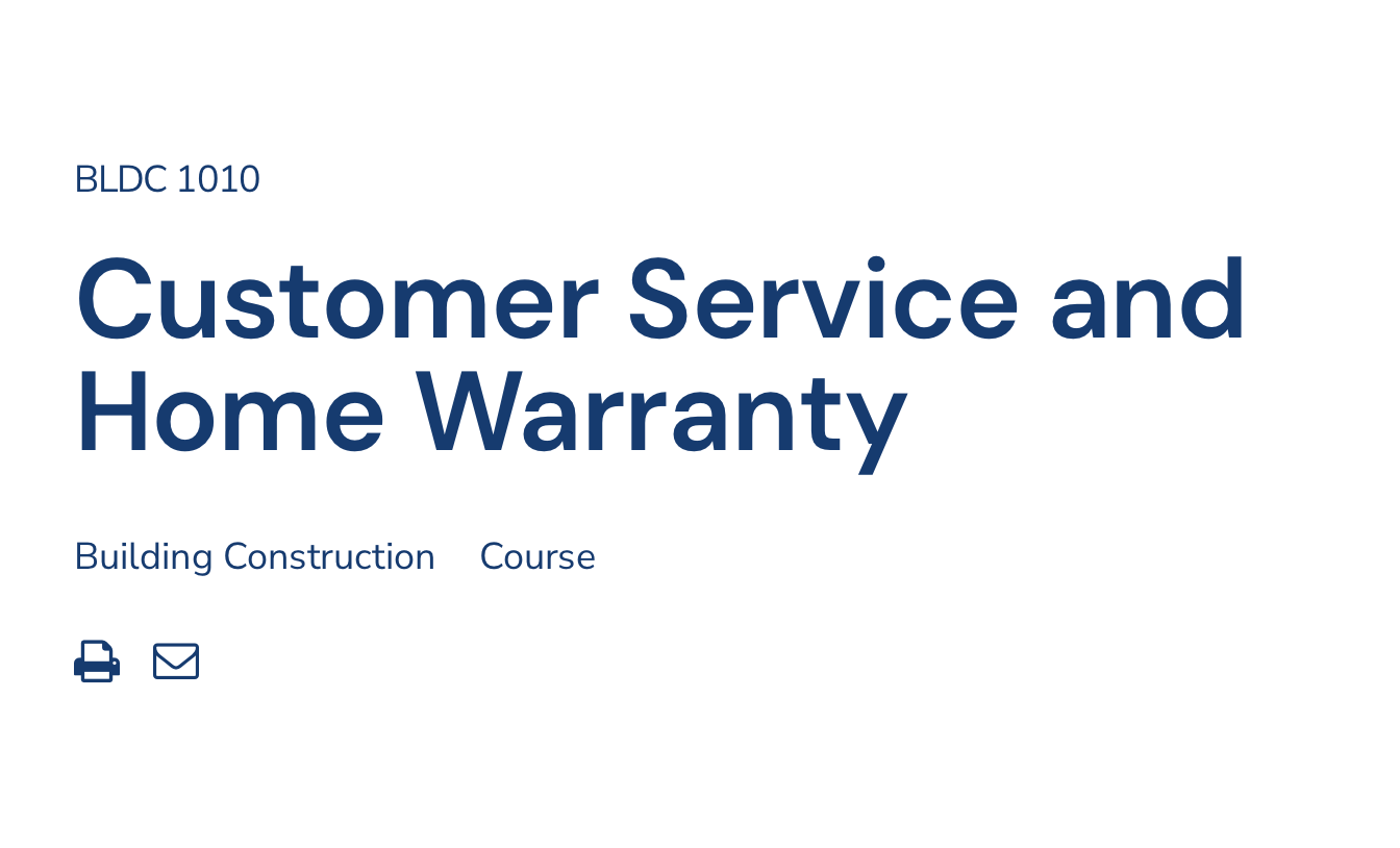 BLDC 1010 - Customer Service in Home Building